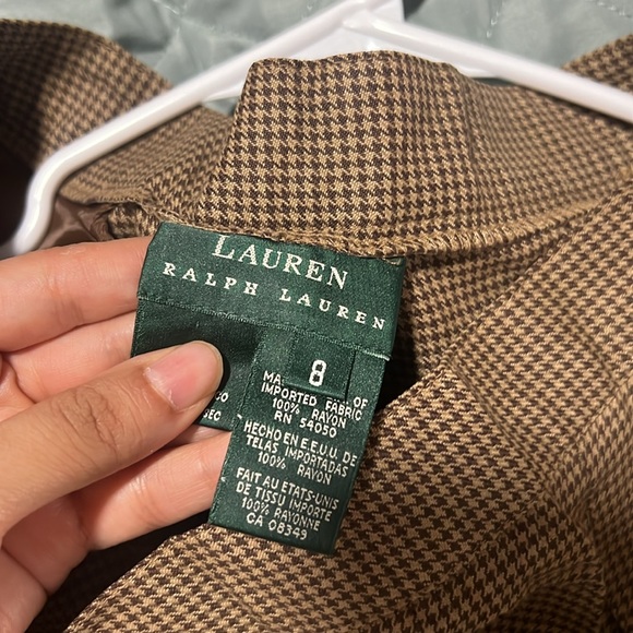 Ralph Lauren 2 piece set plaid high rise trousers and blazer jacket, size 8 - Picture 9 of 13